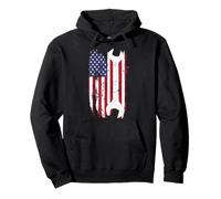 Distressed American Flag Wrench Shirt for Mechanics Pullover Hoodie