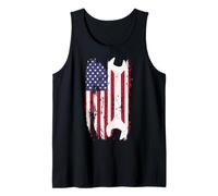 Distressed American Flag Wrench Shirt for Mechanics Tank Top
