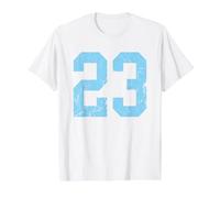 Distressed Baby Blue Number 23 Jersey Player Uniform #23 Value Graphic T-Shirt, Men, White, S