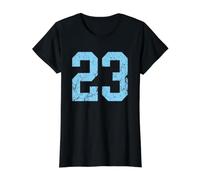 Distressed Baby Blue Number 23 Jersey Player Uniform #23 Value Graphic T-Shirt, Women, Black, M