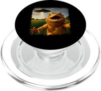 Distressed Bearded Dragon UFO Selfie With Alien Invasion Art PopSockets PopGrip for MagSafe