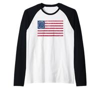 Distressed Betsy Ross Flag Shirt - Betsy Ross Flag Raglan Baseball Tee