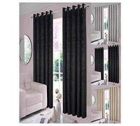 "Distressed" Black 66" w X 90" d Velvet Eyelet Ring Top Designer Lined Curtains, Choice Of 8 Sizes And 3 Colours