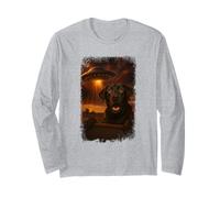 Distressed Black Labrador UFO Selfie with Pun Invasion Alien Long Sleeve T-Shirt
