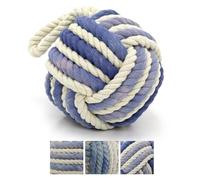 Distressed Blue Rope Doorstop | Two Tone Nautical Monkey's Fist Seaside Knot Door Stop | Beach Rope Knot Door Stopper Ball - 12cm ~ Colour Varies