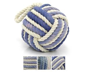Distressed Blue Rope Doorstop | Two Tone Nautical Monkey's Fist Seaside Knot Door Stop | Beach Rope Knot Door Stopper Ball - 12cm ~ Colour Varies