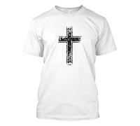 Distressed Cross - Religious Christian Christ Men's T-Shirt - White - XL