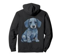 Distressed Denim Weenie Dog Puppy Cute Dachshund Graphic Pullover Hoodie