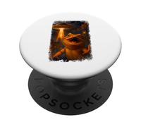 Distressed Dragon UFO Selfie With Alien Invasion Art Novelty PopSockets Adhesive PopGrip