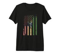 Distressed Ethiopia Flag Over American Flag Premium T-Shirt