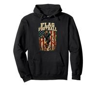 Distressed Flag Football Player American Flag Pullover Hoodie