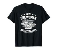 Distressed Flag Love One Woman and Several Cars-Car Lover T-Shirt