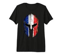 Distressed French Flag Spartan Warrior Helmet Premium T-Shirt