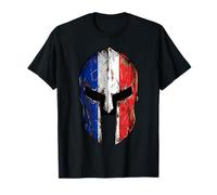Distressed French Flag Spartan Warrior Helmet T-Shirt