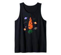Distressed Funny Rocket Carrot and Ship Tank Top