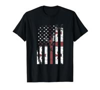 Distressed Georgia Flag Over American Flag Value Graphic T-Shirt, Men, Black, M