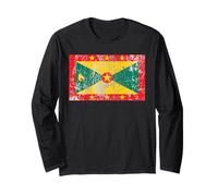 Distressed Grenada Flag Vintage Grenadian Pride Caribbean Long Sleeve T-Shirt