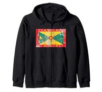 Distressed Grenada Flag Vintage Grenadian Pride Caribbean Zip Hoodie