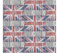 Distressed Grey Wood Union Jack Flag Wallpaper - Multicoloured Realistic Washed Wooden Effect Stylish Paste The Wall