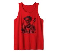 Distressed Grill King Barbecue Chef For BBQ Grilling Daddy Tank Top