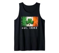 Distressed Irish Shamrock, Ireland Flag Clover, est. 1603 Tank Top