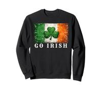 Distressed Irish Shamrock, Ireland Flag Clover, Go Irish Sweatshirt