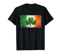 Distressed Irish Shamrock, Ireland Flag Clover, Go Irish Value Graphic T-Shirt, Men, Black, S