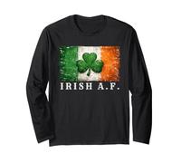 Distressed Irish Shamrock, Ireland Flag Clover, Irish A.F. Long Sleeve T-Shirt