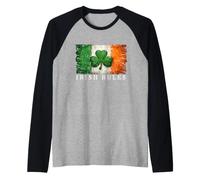 Distressed Irish Shamrock, Ireland Flag Clover, Irish Rules Raglan Baseball Tee