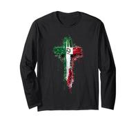 Distressed Italy Flag Christian Cross Grunge Faith Design Long Sleeve T-Shirt