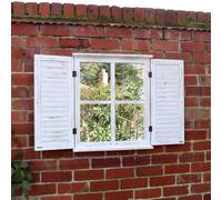 Distressed Ivory Shutter Style Garden Wall Mounted Mirror 60cm x 70cm