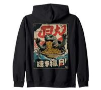 Distressed Japanese Turtle Ramen Noodle Eater Art Zip Hoodie