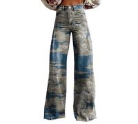 Distressed Jeans for Women Women's Loose Fashion Plus Size Printed Casual Pants Black Dress Pants Women (A-3-Rose Gold, XL)
