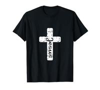 Distressed Jesus Christian Cross Value Graphic T-Shirt
