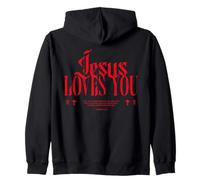 Distressed Jesus Loves You, Jesus Never Fails, Christian Zip Hoodie