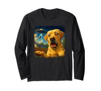 Distressed Labrador Retriever UFO Selfie with Funny Alien Long Sleeve T-Shirt