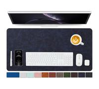 Distressed Leather Desk Mat - Non-Slip PU Desk Pad for Office and Home - Desk Organization and Accessories - Ideal for Large Mouse Pad and Desk Mats on Top of Desks(Navy Blue,80cmx 40cm)
