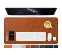 Distressed Leather Desk Mat - Non-Slip PU Desk Pad for Office and Home - Desk Organization and Accessories - Ideal for Large Mouse Pad and Desk Mats on Top of Desks(Tan,80cmx 40cm)