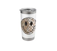 Distressed Leopard Plaid Happy Face Grunge Style Checkered Stainless Steel Insulated Tumbler