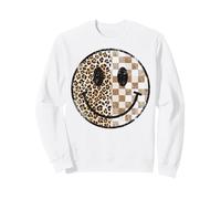 Distressed Leopard Plaid Happy Face Grunge Style Checkered Sweatshirt