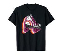 Distressed Lesbian Flag Rainbow Vintage Roller Skating T-Shirt
