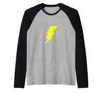 Distressed Lightning Bolt Superhero Symbol Gift Raglan Baseball Tee