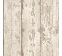 Distressed Look Wood Style Wallpaper Grains Faux White Beige Washed Arthouse