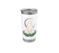 Distressed Meditating Ghost Lotus Moon Mystical Halloween Stainless Steel Insulated Tumbler