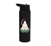 Distressed Meditating Ghost Lotus Moon Mystical Halloween Stainless Steel Insulated Water Bottle