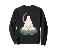 Distressed Meditating Ghost Lotus Moon Mystical Halloween Sweatshirt