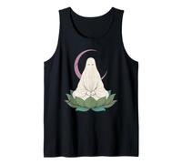 Distressed Meditating Ghost Lotus Moon Mystical Halloween Tank Top