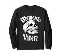 Distressed Memento Vivere Tattoo Skull Stoic Philosophers Long Sleeve T-Shirt