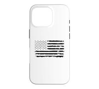 Distressed Monochrome USA Flag Case for iPhone 16 Pro
