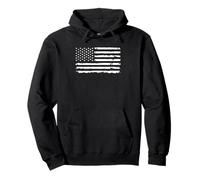 Distressed Monochrome USA Flag Pullover Hoodie